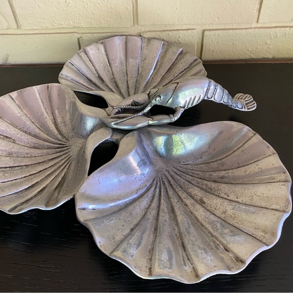 Vintage Silver Lobster Serving Tray With 3 Shells Bruce Fox Design Columbia, PA - Picture 3 of 6